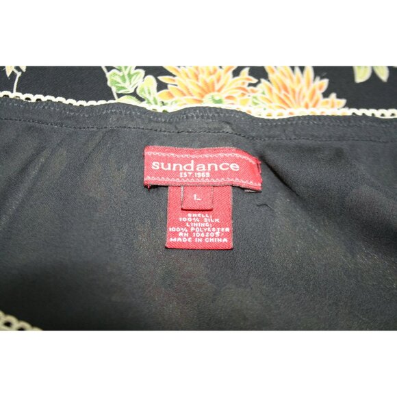 Sundance 100% Silk Black Floral Maxi Skirt Womens Large Flowy Romantic Luxe Boho - Picture 6 of 7